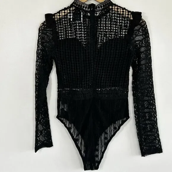 Hello Molly Not That Easy Lace Bodysuit Size Small 4 Black Goth Fairygoth Sheer - Picture 8 of 11